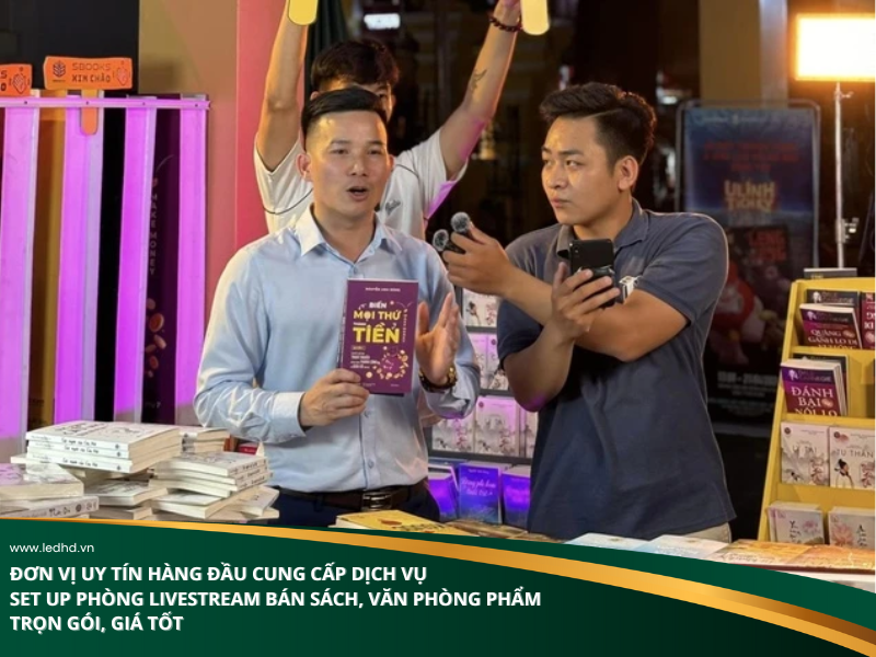 Set up phòng livestream bán sách, văn phòng phẩm